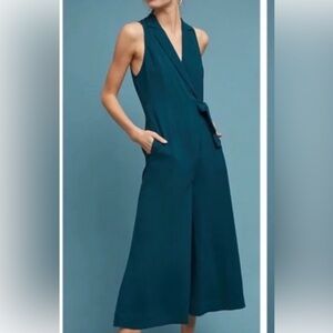 Anthropologie Maeve Dark Seymour Tie Waist Jumpsuit -‎ NWT